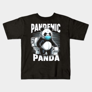 "Pandamic Panda" A Panda with a Mask and Toilet Paper Kids T-Shirt